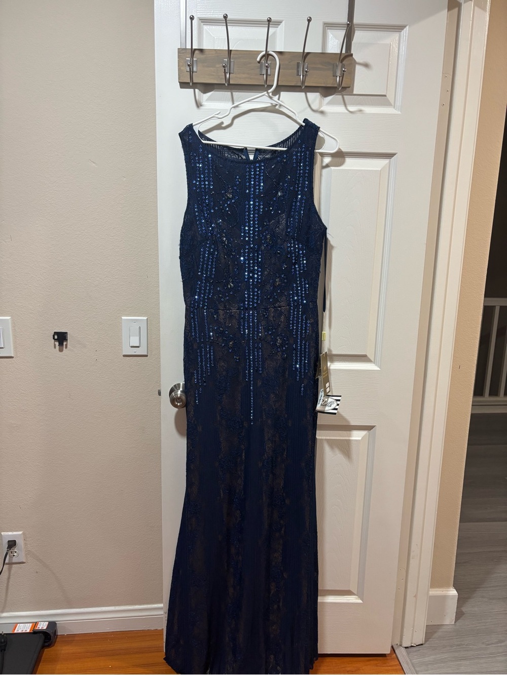 Aspeed Dark Navy Sequin Lace Maxi Dress
